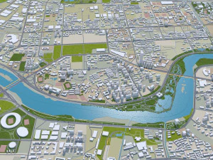 Lanzhou city Gansu China 75km 3D Model