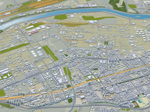 Lanzhou city Gansu China 75km Modello 3D