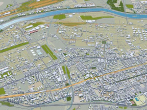 Lanzhou city Gansu China 75km 3D Model