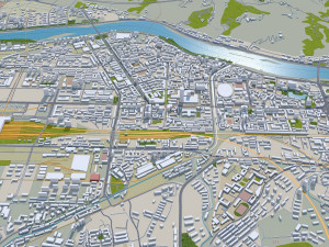 Lanzhou city Gansu China 75km Modello 3D