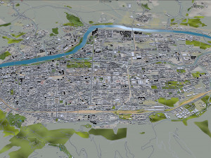Lanzhou city Gansu China 75km Modello 3D