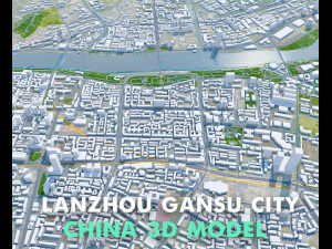 Lanzhou city Gansu China 75km Modello 3D