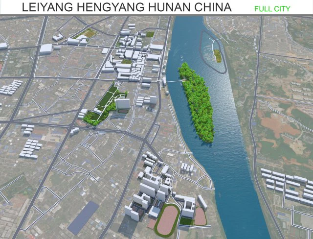 Cidade de Leiyang Hengyang Hunan China 18 km Modelo 3D .c4d .max .obj .3ds .fbx .stl .blend 