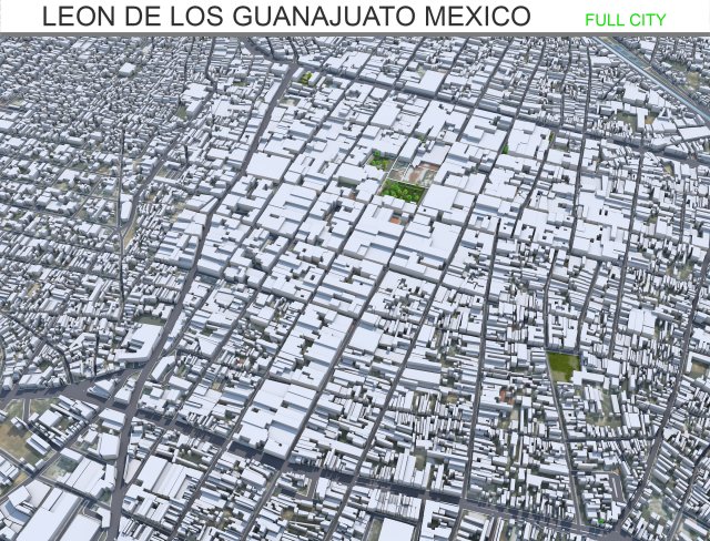 Leon de los Aldama city Guanajuato Mexico 35km 3D 模型 .c4d .max .obj .3ds .fbx .stl .blend