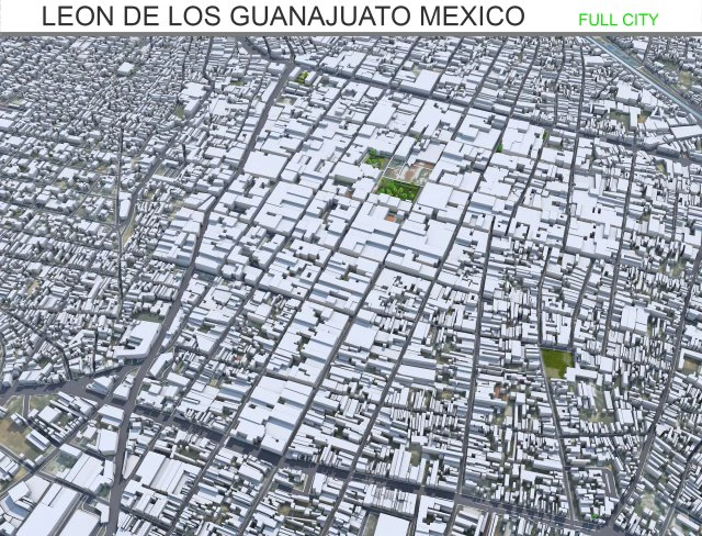 Leon de los Aldama city Guanajuato Mexico 35km 3D Model .c4d .max .obj .3ds .fbx .stl .blend 