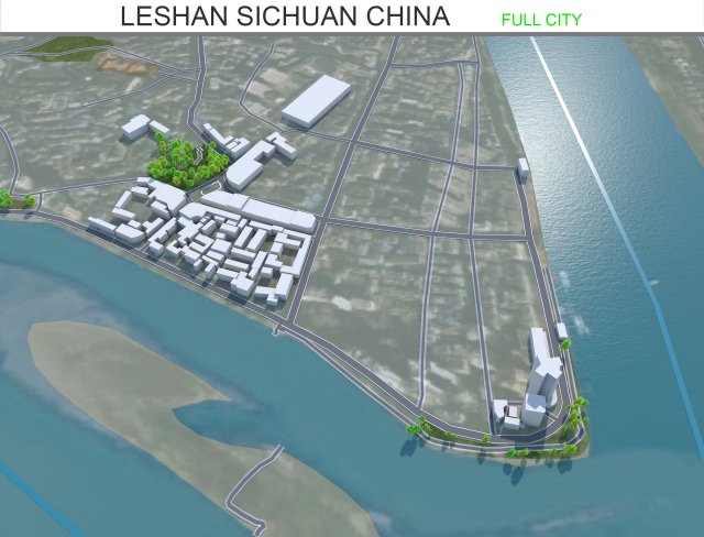 Leshan city Sichuan China 40km 3D मॉडल .c4d .max .obj .3ds .fbx .stl .blend 