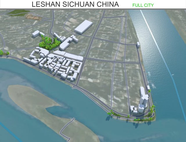 Leshan city Sichuan China 40km 3D Model .c4d .max .obj .3ds .fbx .stl .blend 
