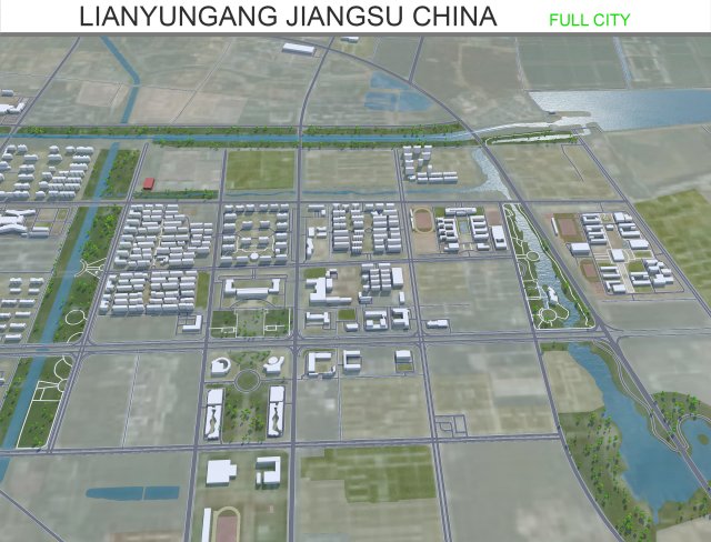 Lianyungang city Jiangsu China 130km 3D Model .c4d .max .obj .3ds .fbx .stl .blend 