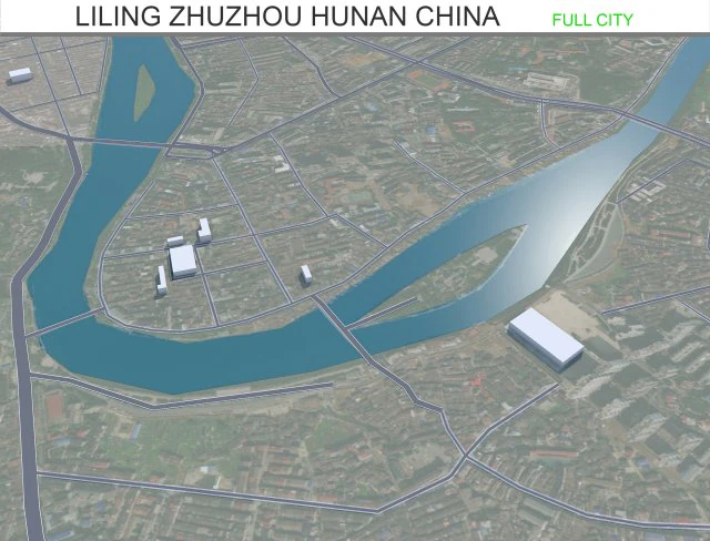 Kota Liling Zhuzhou Hunan Cina 15km Model 3D .c4d .max .obj .3ds .fbx .stl .blend 