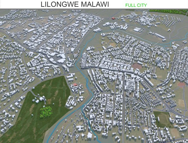 Lilongwe city Malawi 20km 3D Model .c4d .max .obj .3ds .fbx .stl .blend