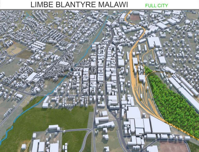 Limbe city Blantyre Malawi 25km 3D 모델 .c4d .max .obj .3ds .fbx .stl .blend 