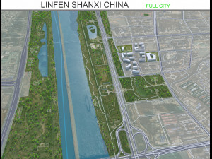 Linfen city Shanxi China 20km Modelo 3D