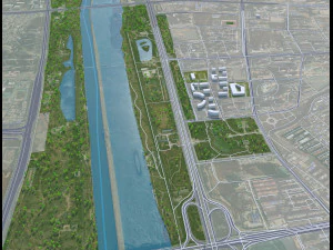 Cidade de Linfen Shanxi China 20 km Modelo 3D