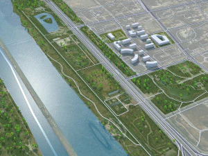 Cidade de Linfen Shanxi China 20 km Modelo 3D