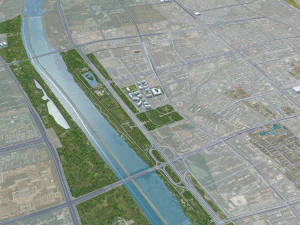 Cidade de Linfen Shanxi China 20 km Modelo 3D