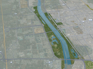 Linfen city Shanxi China 20km Modello 3D