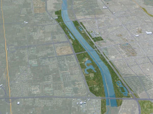 Cidade de Linfen Shanxi China 20 km Modelo 3D