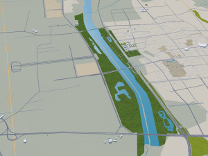 Linfen city Shanxi China 20km Modello 3D