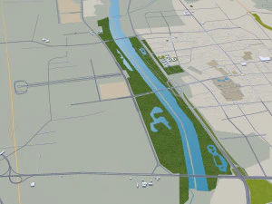Cidade de Linfen Shanxi China 20 km Modelo 3D