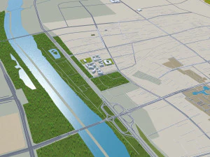 Cidade de Linfen Shanxi China 20 km Modelo 3D