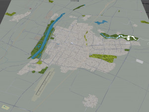 Linfen city Shanxi China 20km Modello 3D