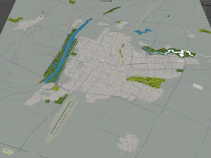 Cidade de Linfen Shanxi China 20 km Modelo 3D
