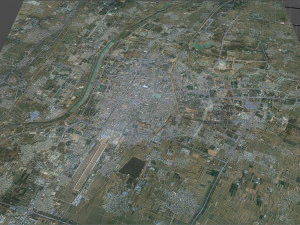 Cidade de Linfen Shanxi China 20 km Modelo 3D