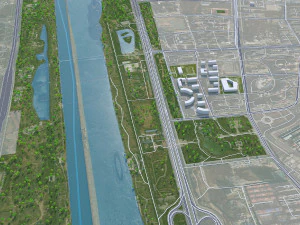 Cidade de Linfen Shanxi China 20 km Modelo 3D