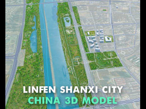 Cidade de Linfen Shanxi China 20 km Modelo 3D
