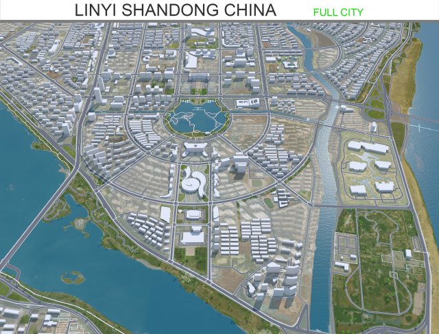Linyi city Shandong China 70km Modello 3D .c4d .max .obj .3ds .fbx .stl .blend 
