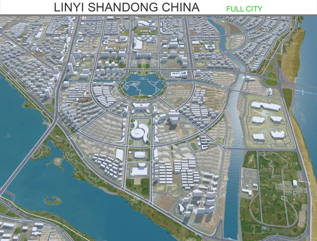 Linyi city Shandong China 70km 3D Model .c4d .max .obj .3ds .fbx .stl .blend