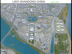 Місто Ліньі Шаньдун Китай 70 км 3D Модель