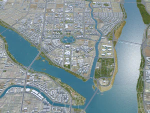 Linyi city Shandong China 70km 3D Model