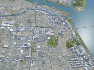 Linyi city Shandong China 70km 3D Model