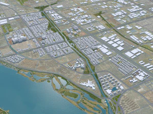 Linyi city Shandong China 70km 3D Model