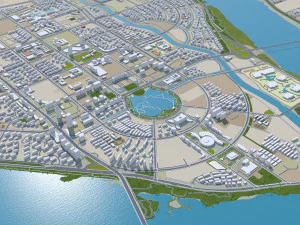 Linyi city Shandong China 70km 3D Model
