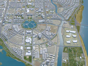 Linyi city Shandong China 70km 3D Model