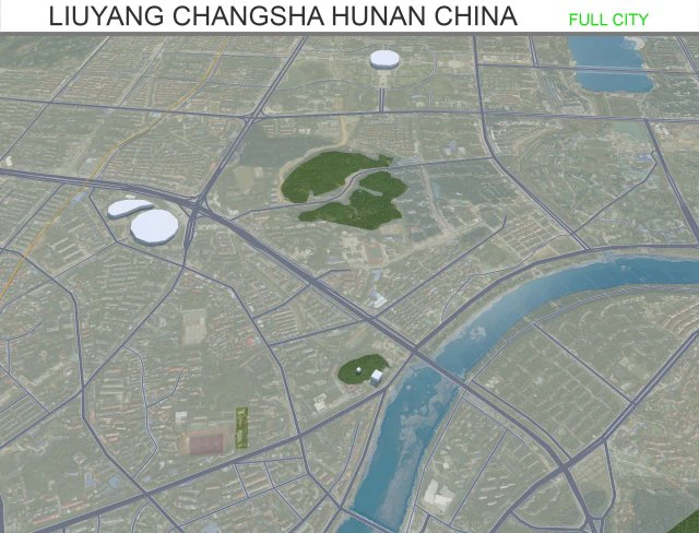 Liuyang şehri Changsha Hunan &Ccedil;in 20km 3D Model .c4d .max .obj .3ds .fbx .stl .blend 