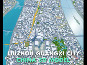 Liuzhou city Guangxi China 30km Modelo 3D