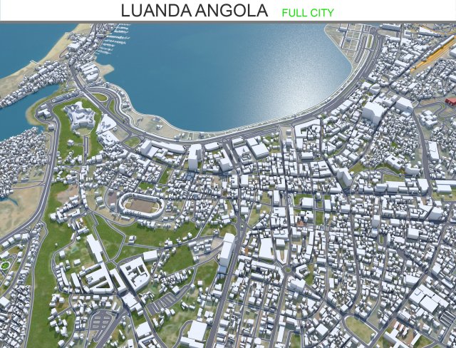 Luanda city Angola 45km 3D 模型 .c4d .max .obj .3ds .fbx .stl .blend 