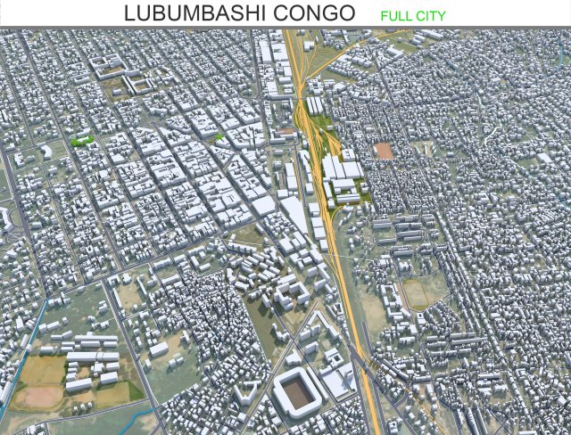 Lubumbashi city Congo 30km 3D-Modell .c4d .max .obj .3ds .fbx .stl .blend 