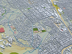 Lubumbashi city Congo 30km 3D-Modell