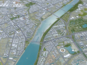 Luoyang Henan city China 100km 3D Модель