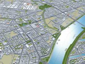 Luoyang Henan city China 100km 3D Модель