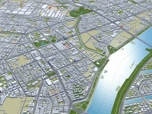 Luoyang Henan city China 100km 3D Model