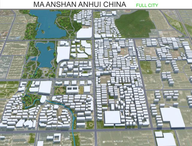 Ma anshan city Anhui China 35km 3D Model .c4d .max .obj .3ds .fbx .stl .blend 