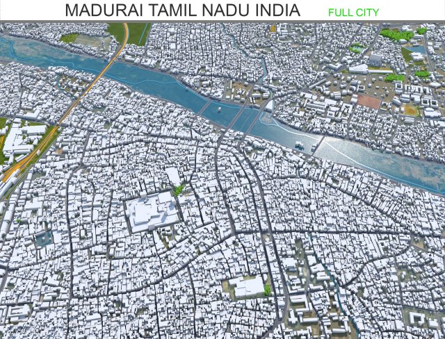 Madurai city Tamil Nadu India 25km Modelo 3D .c4d .max .obj .3ds .fbx .stl .blend 