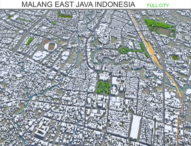 Malang city East Java Indonesia 20km 3D Model .c4d .max .obj .3ds .fbx .stl .blend 