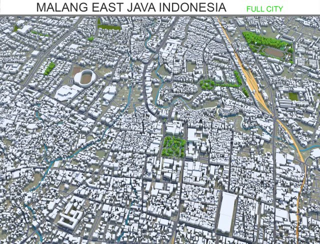 Malang city East Java Indonesia 20km 3D Model .c4d .max .obj .3ds .fbx .stl .blend 