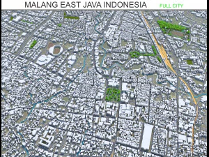 Kota Malang Jawa Timur Indonesia 20km Model 3D